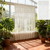 Hand-Woven Cotton String Door Curtain 4.43x6.56FT White Window Curtain Panel Bohemian Wall Hanging Decor for Balcony Kitchen Por Décorations macramé
