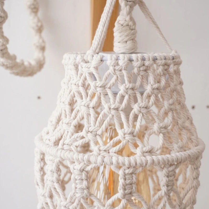 Macrames Lamp Shade Bohemian Cotton Rope Hanging Pendants Light Cover for Office Bedroom Living Room Nursery Dorm Decors Décorations macramé