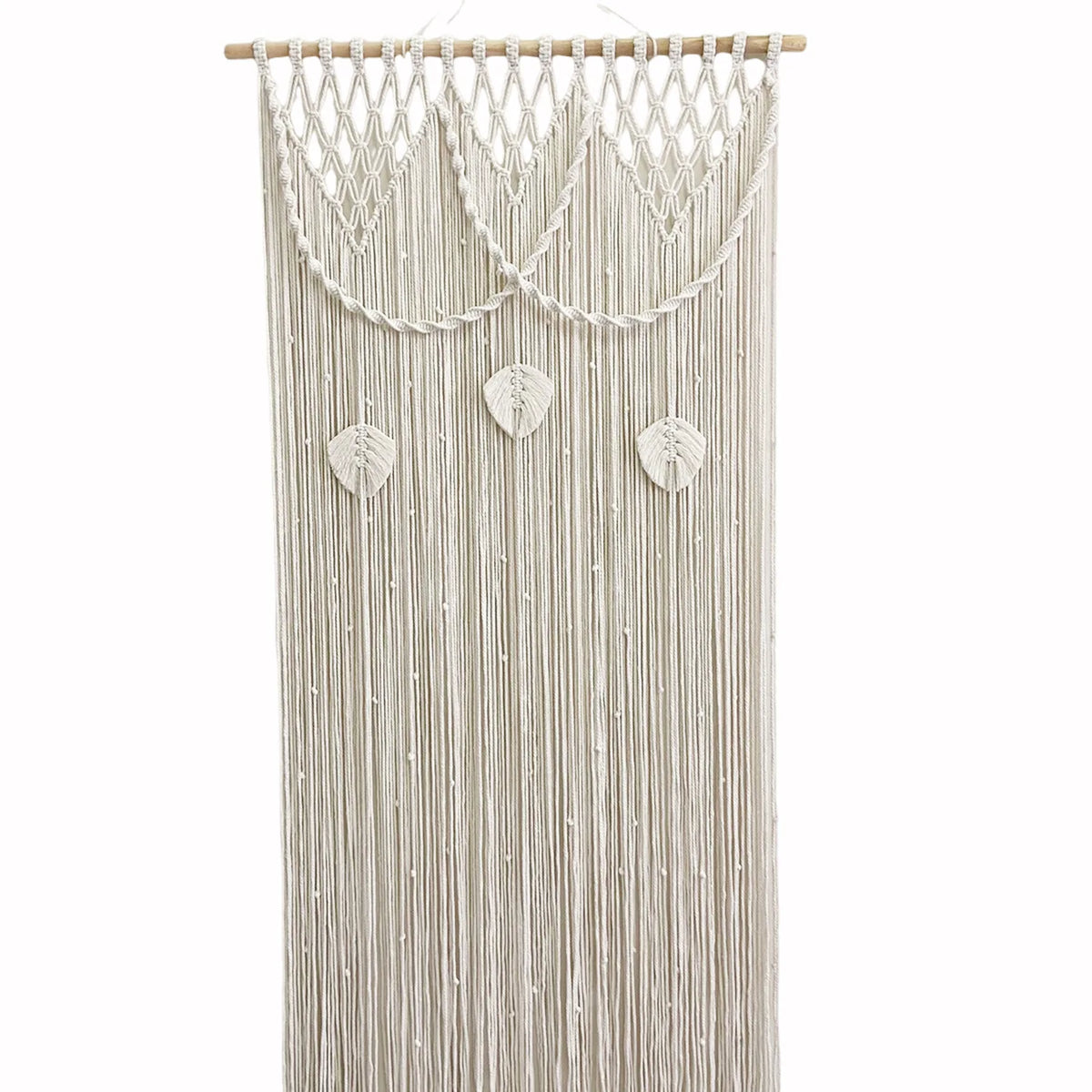 Rideau macramé plumes coton naturel séparation bohème | Zéphyr Décorations macramé