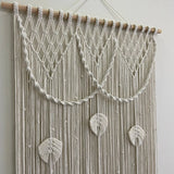 Rideau macramé plumes coton naturel séparation bohème | Zéphyr Décorations macramé