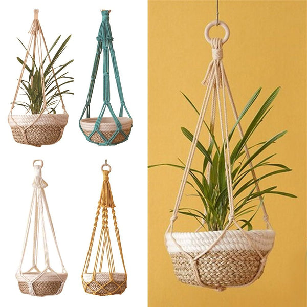 Suspension plante macramé en corde de coton, 4 coloris | Verdane Décorations macramé