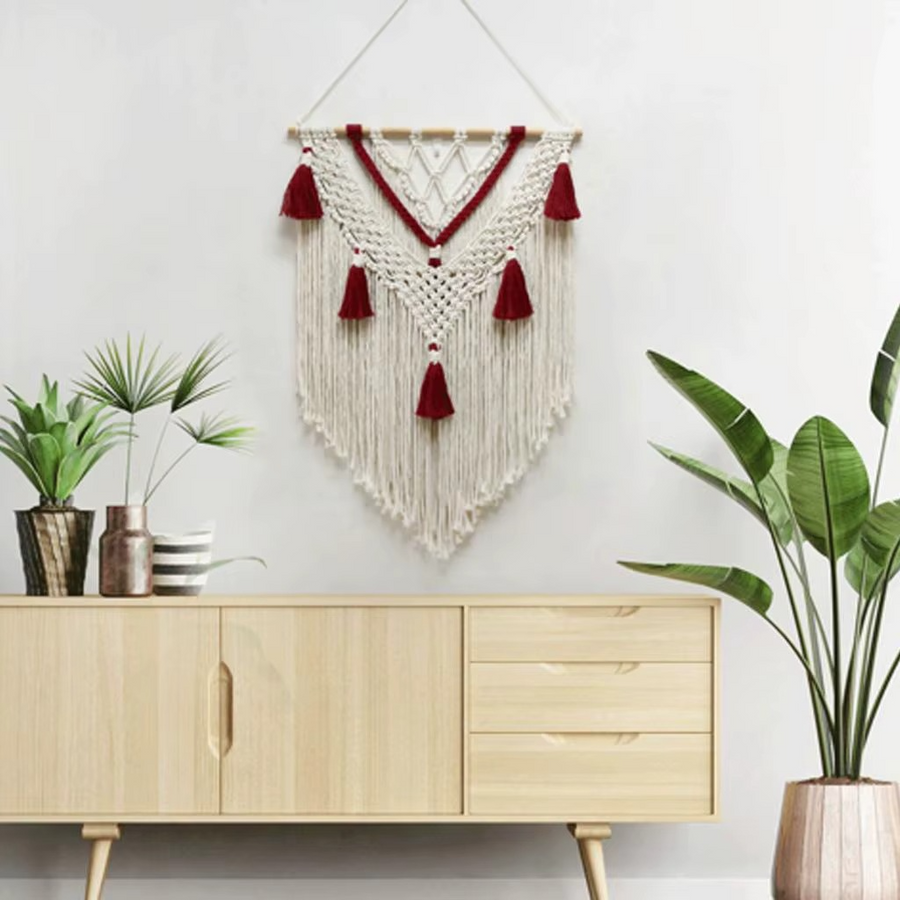 Tenture macramé bicolore fait main | Carmine Décorations macramé