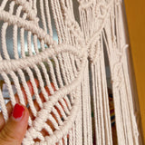 Hand-woven Macrame Cotton Door Curtain Tapestry Wall Hanging Art Tapestry Boho Decoration Bohemia Wedding Backdrop Tapestry Décorations macramé