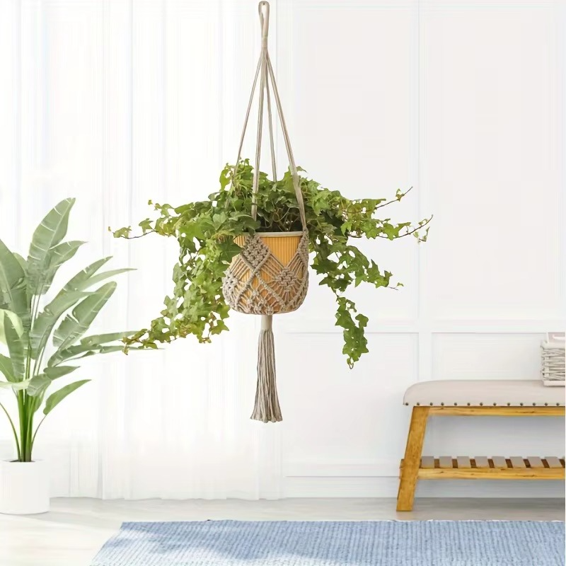 Suspension plante macramé losanges coton pour pot 20cm | Nora Décorations macramé