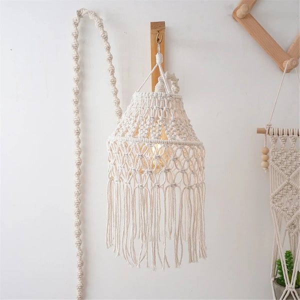 Macrames Lamp Shade Bohemian Cotton Rope Hanging Pendants Light Cover for Office Bedroom Living Room Nursery Dorm Decors Décorations macramé