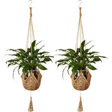 Suspension plante macramé jute et perles bois 105cm Décorations macramé