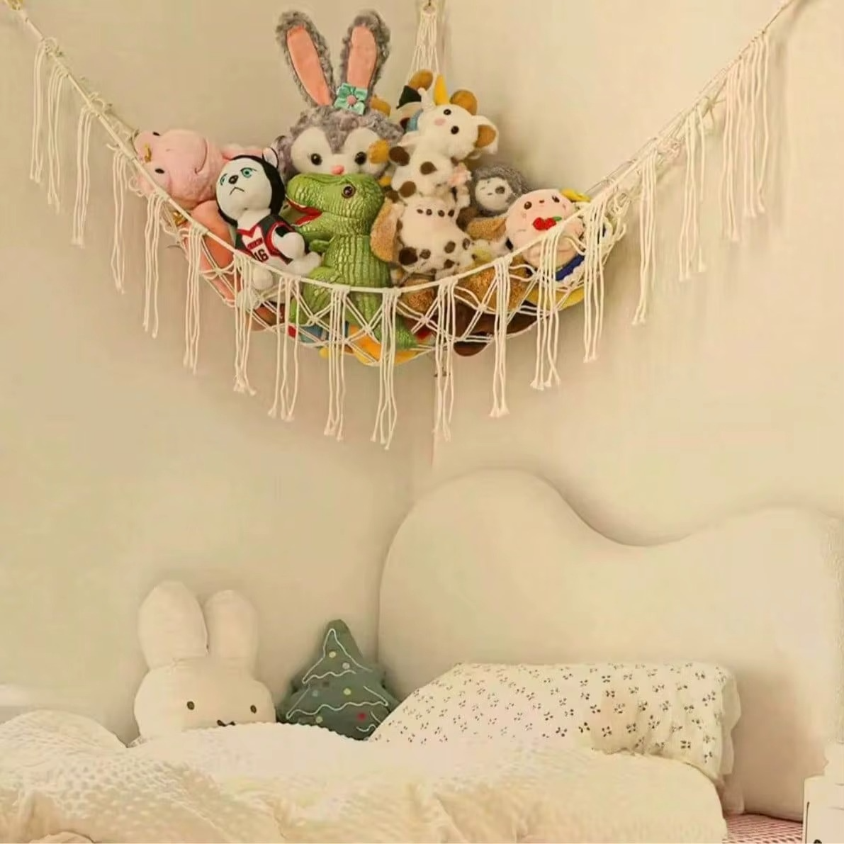 Hamac de rangement mural en macramé | Nidéo Décorations macramé