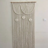 Rideau macramé plumes coton naturel séparation bohème | Zéphyr Décorations macramé