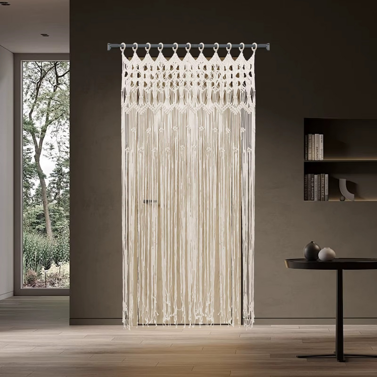 Rideau macramé grande largeur — coton naturel 120 × 195 cm | Alora Décorations macramé