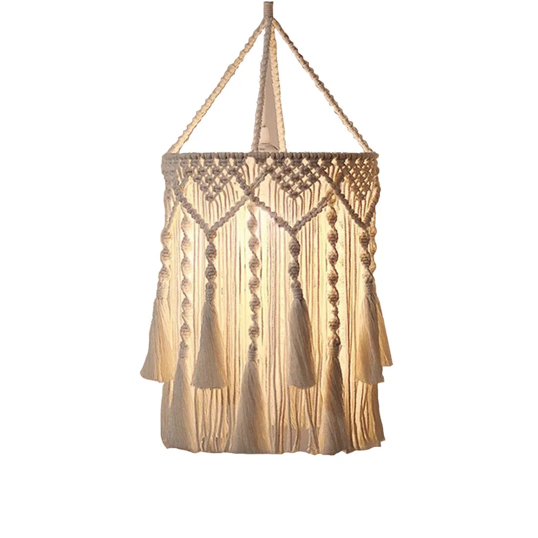 Handmade Macrame Light Shade Chandelier Hanging Lamp Cover Cotton Rope Chic Boho Decor Lampshade Tapestry Macrame Woven Tapestry Décorations macramé