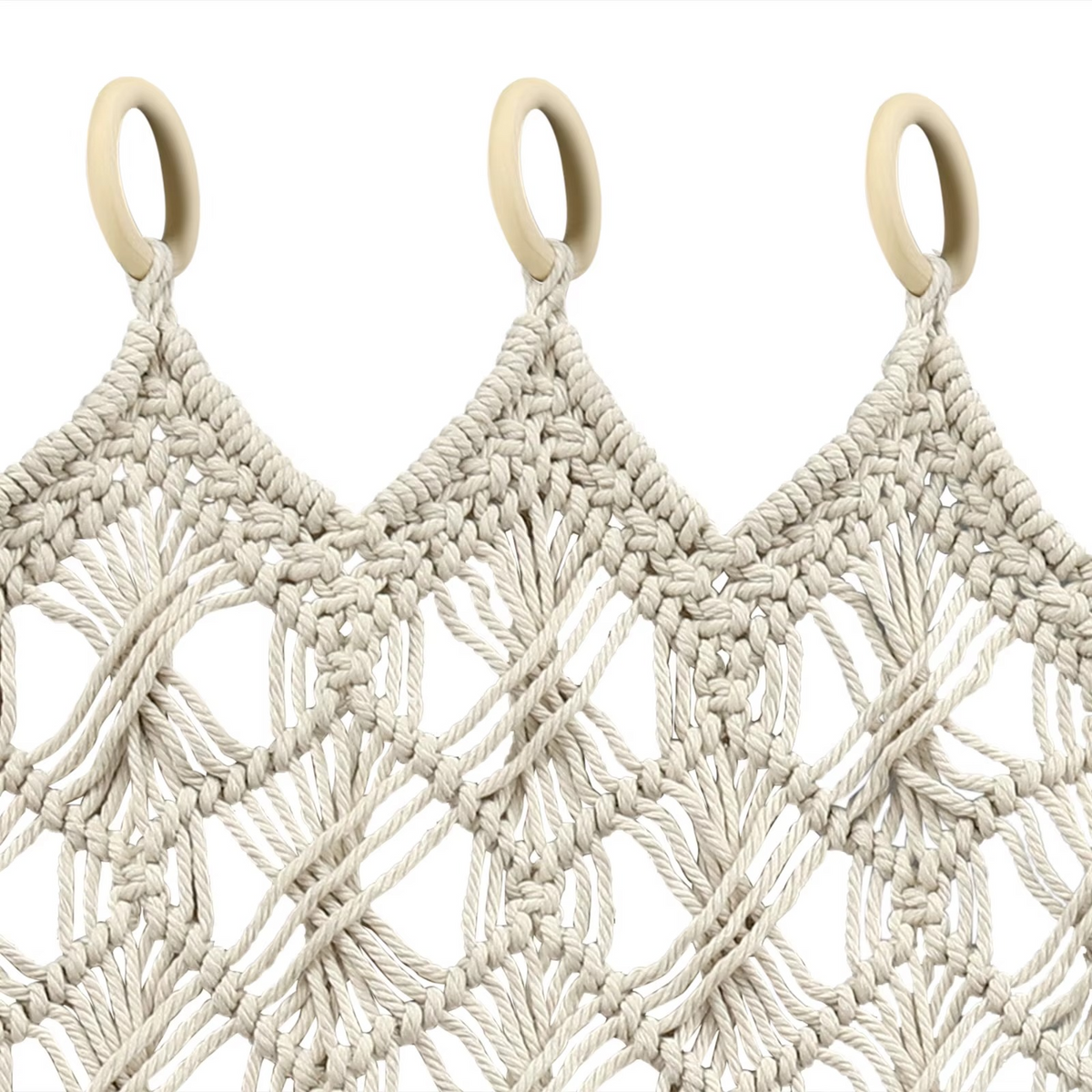 Rideau macramé grande largeur — coton naturel 120 × 195 cm | Alora Décorations macramé