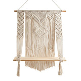 Handwoven Knot Wall Shelf Bohemian Macrame Cotton Rope Hanging Shelf Nordic Rustic Home Decor Storage Shelf Décorations macramé