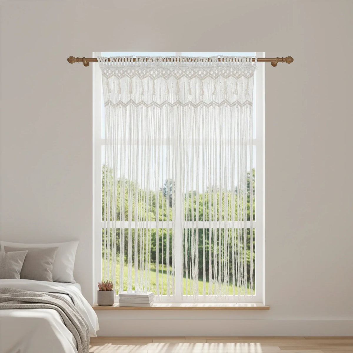 Hand-Woven Cotton String Door Curtain 4.43x6.56FT White Window Curtain Panel Bohemian Wall Hanging Decor for Balcony Kitchen Por Décorations macramé