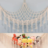 1PCS Hand-woven Rope Corner Storage Triangle Toy Net Bedroom Corner Storage Net Toy Doll Hammock Background Wall Room Decoration Décorations macramé