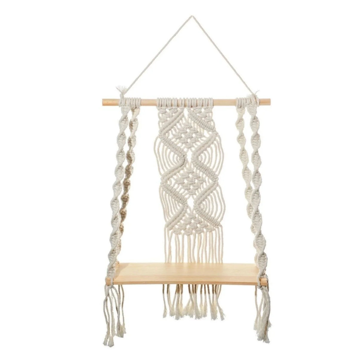Boho Chic Macrame Wall Hanging Shelf,Woven Rope Plant Hanger for Bedroom & Bathroom Decor,Versatile Storage Solution Décorations macramé