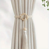 2pcs Log Loop Adjustable Cotton Cord Curtain Tie Fringe Bohemian Chic Curtain Rope Bundle Curtain Bedroom Living Room Home Decor Décorations macramé