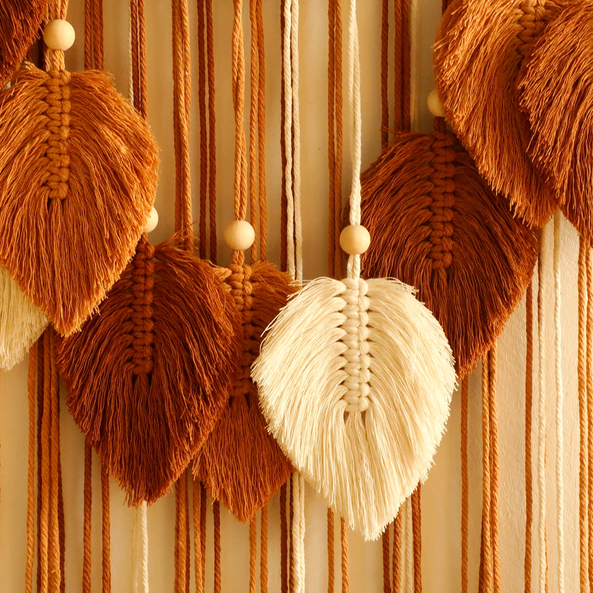 Leaf Macrame Tapestry Brown Green Wall Tapestry Boho Home Decoration Macrame Wall Hanging Home Living Room Decors Aesthetic Gift Décorations macramé