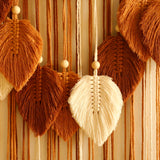 Leaf Macrame Tapestry Brown Green Wall Tapestry Boho Home Decoration Macrame Wall Hanging Home Living Room Decors Aesthetic Gift Décorations macramé