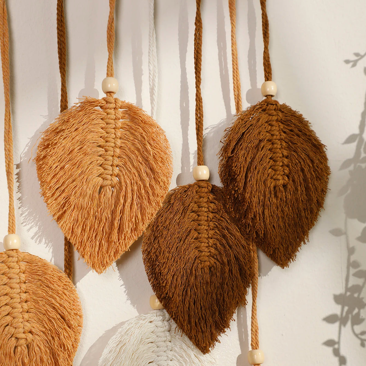 Leaf Macrame Tapestry Brown Green Wall Tapestry Boho Home Decoration Macrame Wall Hanging Home Living Room Decors Aesthetic Gift Décorations macramé