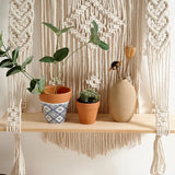 Handwoven Knot Wall Shelf Bohemian Macrame Cotton Rope Hanging Shelf Nordic Rustic Home Decor Storage Shelf Décorations macramé