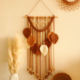 Leaf Macrame Tapestry Brown Green Wall Tapestry Boho Home Decoration Macrame Wall Hanging Home Living Room Decors Aesthetic Gift Décorations macramé