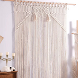 Rideau macramé grande largeur coton naturel 115 × 200 cm | Kheïma Décorations macramé