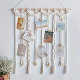 Boho Photo Display Clip Handmade Exquisite Tassel Wall Hanging Decoration Photograph Storage Tool With 20 Wooden Clips Décorations macramé