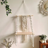 Boho Chic Macrame Wall Hanging Shelf,Woven Rope Plant Hanger for Bedroom & Bathroom Decor,Versatile Storage Solution Décorations macramé