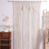 Rideau macramé grande largeur coton naturel 115 × 200 cm | Kheïma Décorations macramé