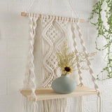 Boho Chic Macrame Wall Hanging Shelf,Woven Rope Plant Hanger for Bedroom & Bathroom Decor,Versatile Storage Solution Décorations macramé