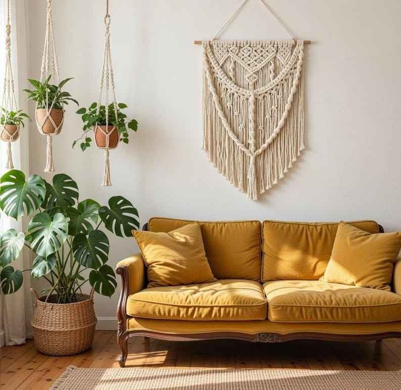 Tenture macramé écru naturel | Kora Décorations macramé