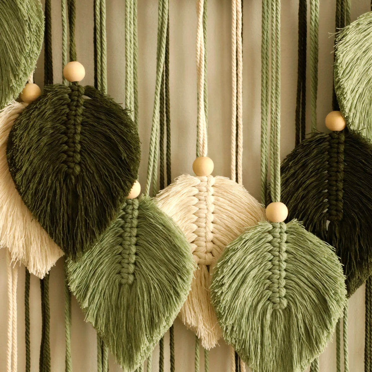 Leaf Macrame Tapestry Brown Green Wall Tapestry Boho Home Decoration Macrame Wall Hanging Home Living Room Decors Aesthetic Gift Décorations macramé