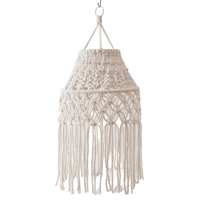 Macrames Lamp Shade Bohemian Cotton Rope Hanging Pendants Light Cover for Office Bedroom Living Room Nursery Dorm Decors Décorations macramé