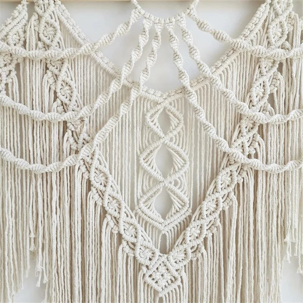 Tenture murale macramé coton naturel bâton bois inclus | Noriel Décorations macramé