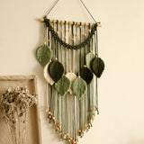 Leaf Macrame Tapestry Brown Green Wall Tapestry Boho Home Decoration Macrame Wall Hanging Home Living Room Decors Aesthetic Gift Décorations macramé