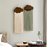 Macrame Wall Hanging Tapestry with Wooden Stick Hand-Woven Bohemia Tassel Curtain Tapestry Wedding Backgrou Boho Decor Décorations macramé