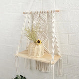 Boho Chic Macrame Wall Hanging Shelf,Woven Rope Plant Hanger for Bedroom & Bathroom Decor,Versatile Storage Solution Décorations macramé