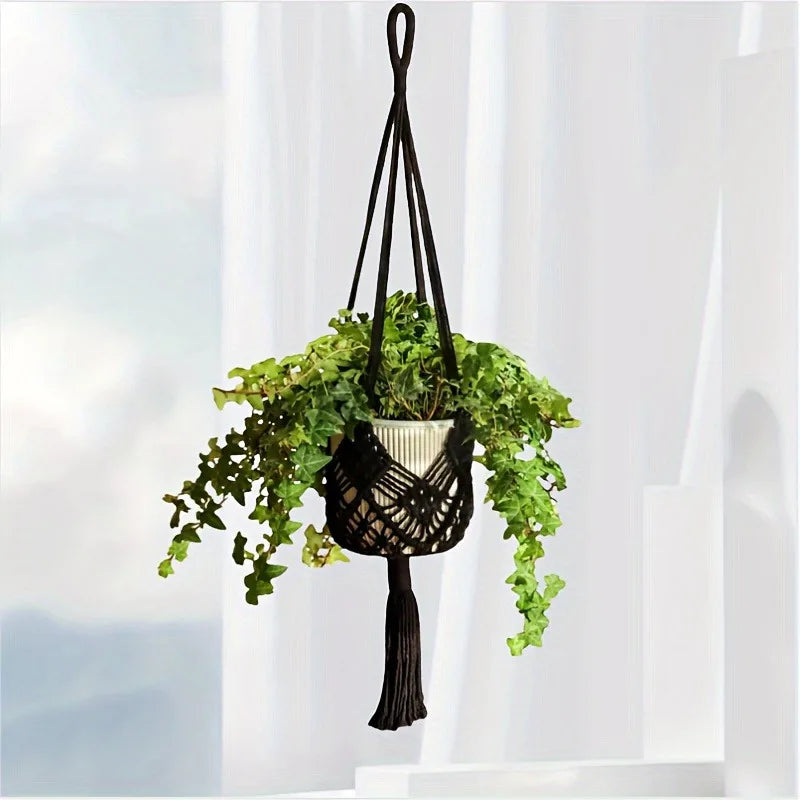 1pcs Boho Macrame Plant Hanger for Indoor Outdoor Hanging Succulents Cotton Rope Woven Hanging Basket with Net Pouch Décorations macramé