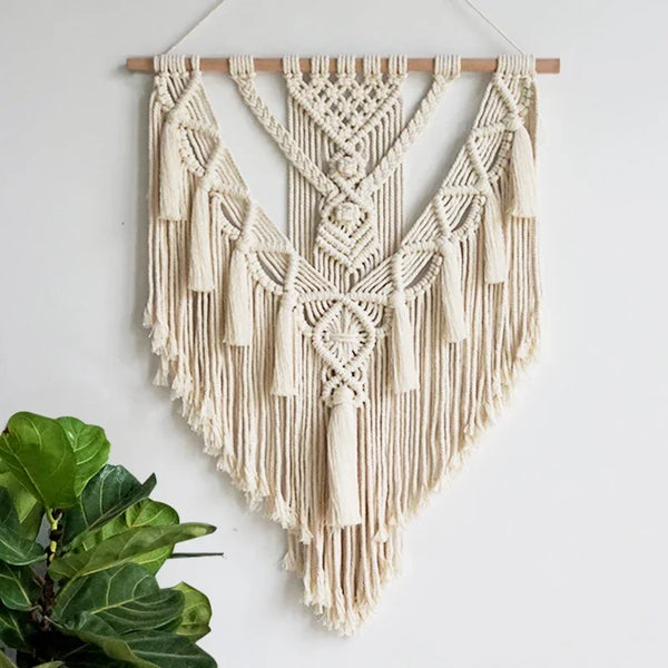 Macrame Woven Wall Hanging Boho Home Chic Bohemian Geometric Art Decor Beautiful Apartment Dorm Room Decoration Tapestry Décorations macramé