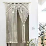 Rideau macramé grande largeur coton naturel 115 × 200 cm | Kheïma Décorations macramé