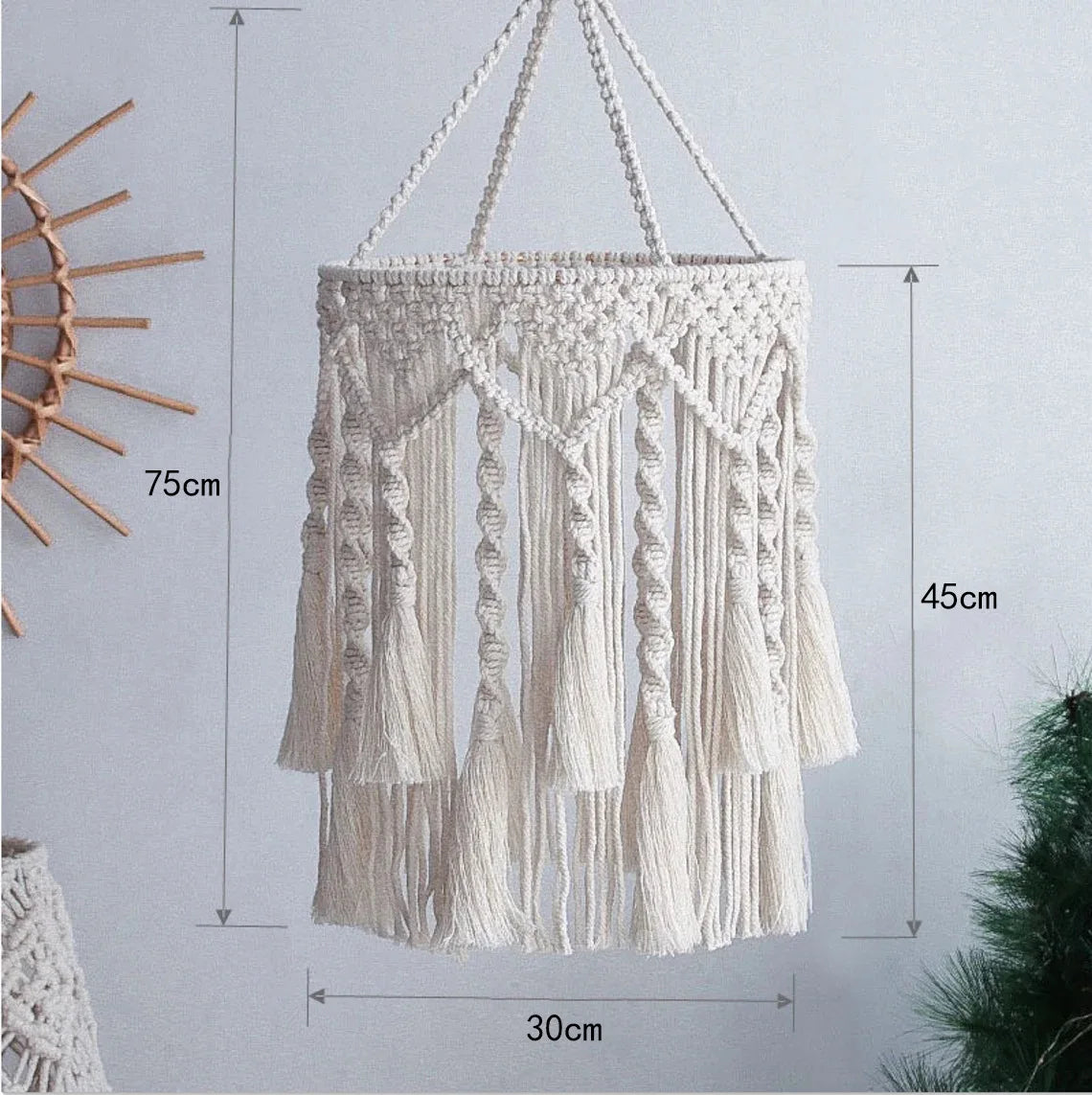 Handmade Macrame Light Shade Chandelier Hanging Lamp Cover Cotton Rope Chic Boho Decor Lampshade Tapestry Macrame Woven Tapestry Décorations macramé