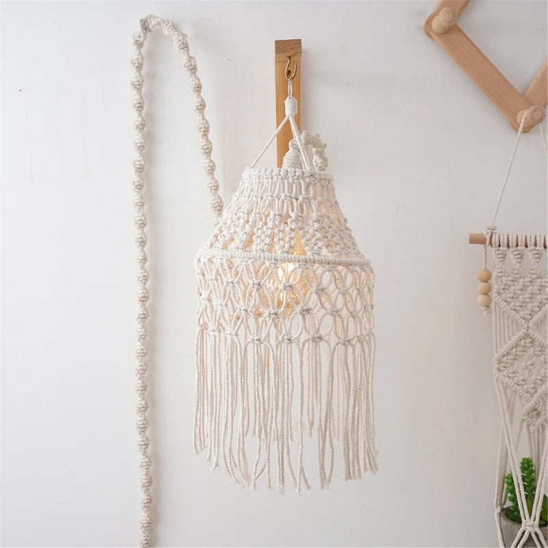 Abat-jour macramé Alma — lampe de chevet bohème coton