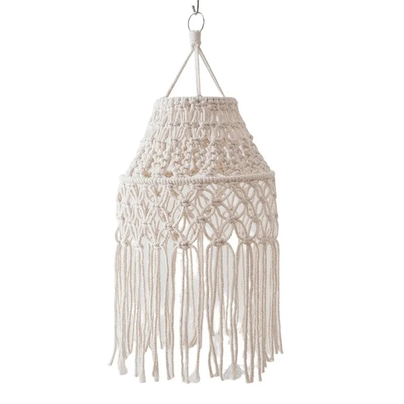 Abat-jour macramé Alma — vue d'ensemble, suspension bohème coton naturel