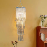 Abat-jour macramé Lazure tambour cylindrique coton tissé, vue d'ensemble