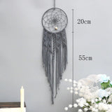 Attrape-rêve macramé gris — dimensions 20 cm × 55 cm