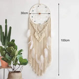 attrape rêve macramé - attrape-rêve en macramé, hauteur 100 cm et diamètre du cerceau 30 cm