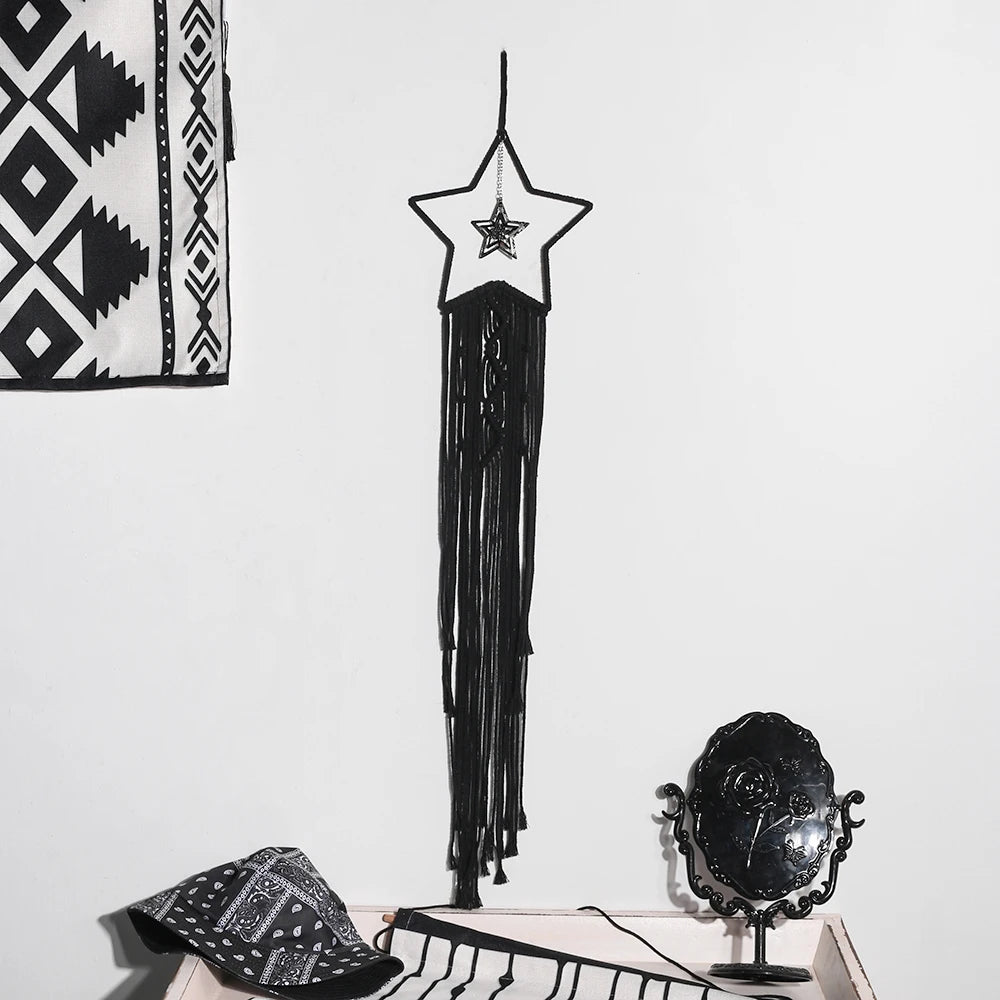 attrape rêve noir - cerceau étoile noir avec pendentif étoile