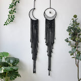 attrape rêve noir - duo d'attrape-rêves noirs, lune et rond à filet