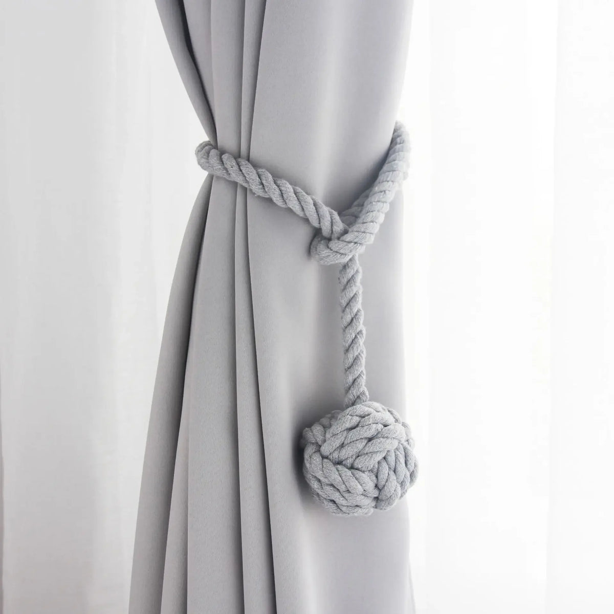 Embrasse rideau boule en corde de coton - coloris gris