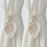Embrasse rideau macramé feuille blanche, paire avec rideau – Elia
